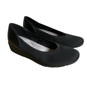 Kim Rogers Maddie Ultra Comfort Wedge Shoes Sz 9.5 Black Round Toe Flats Pumps